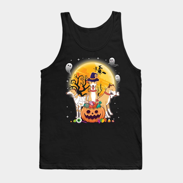 Whippets Dog Mummy Witch Moon Ghosts Happy Halloween Thanksgiving Merry Christmas Day Tank Top by joandraelliot